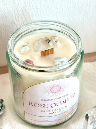 Rose Quartz - 7oz Crystal Candle